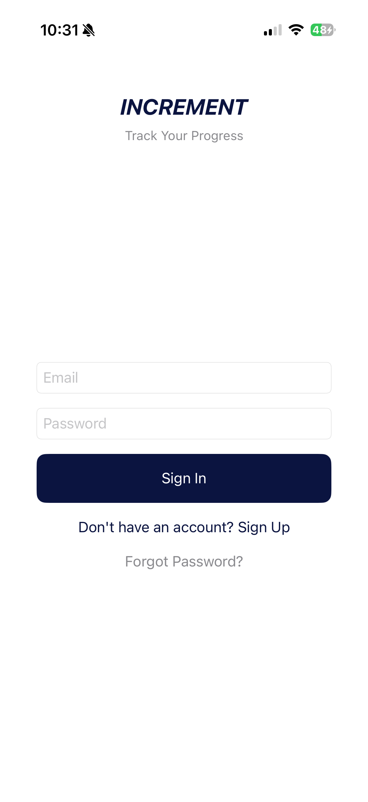 Increment Login Screen
